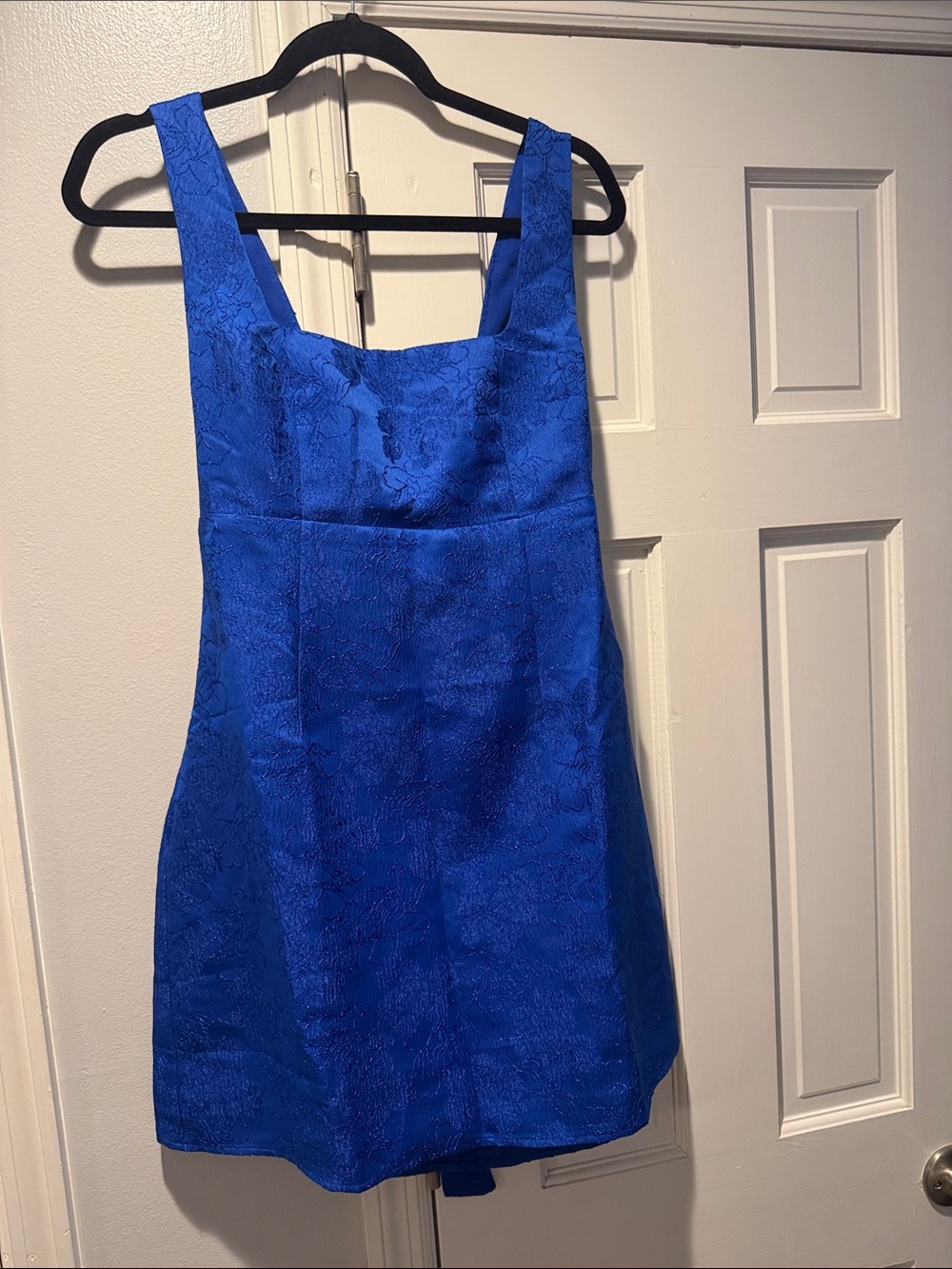 Lulu's Royal Blue Floral Jacquard Mini Dress